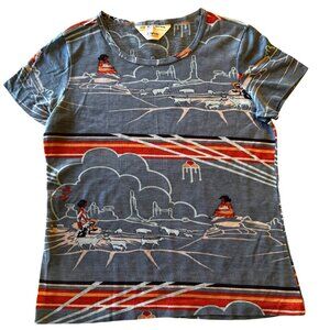 RARE Vintage JC Penny Womens Tops Native American Southwest Motif Monument Valle